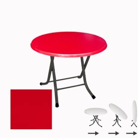 Resim Dockers Klasik Katlanır Werzalit Yuvarlak Tabla Masa 70cm - Kırmızı 