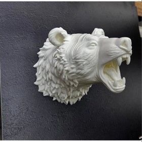 Resim Özel Tasarım Beyaz Ayı Duvar Aksesuarı 3d Dekoratif Heykel 25x19 Cm 