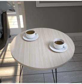 Resim Sandalf Yan Sehpa & Metak Ayaklı Servis Sehpası Açık Meşe 