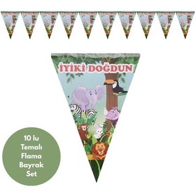 Resim İyiki Doğdun Safari Temalı Flama Bayrak Set Süs Tüm Yaşlar 