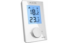 Resim Mars S20 Kablosuz Oda Termostatı Ultra Hassas Kontrol ve Büyük LCD Ekran ile Siyah 