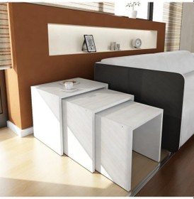 Resim Dekorister Zariel Zigon Sehpa Beyaz 