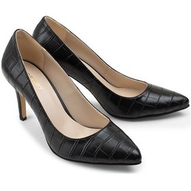 Resim Deery Siyah Kroko Kadın Stiletto Siyah 