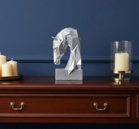 Resim Dekoratif Kitap Tutucu Kübit At Figürlü Biblo Gümüş 