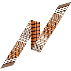 Resim Ekose Desenli İpek Fular Turuncu 