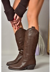 Resim Fox Shoes T404401209 Kahverengi Kovboy Model Kadın Çizme Kahverengi-suni Deri Kahverengi 