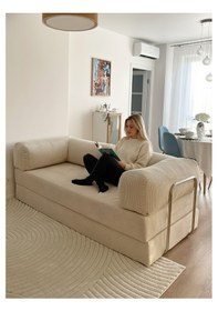 Resim Fitilli Kadife Yıkanır Silinir Pratik Yer Yatağı 50 Dns Bondex Bej 100x200 Kanepe 