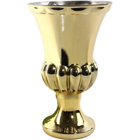 Resim Cam Vazo Antik Kupa Tasarım Altın Renk 28x20 Cm 