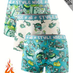 Resim Erkek Şık Karikatür Baskılı Boxer Külotlar - Nefes Alabilir Polyester, Yüksek Esnek Örme Kumaş, "Stil Güzel" Tasarımlı Rahat Şortlar, Rahat Giyim Boxerlar | Eğlenceli Baskılı Boxerlar | Esnek Kumaş 