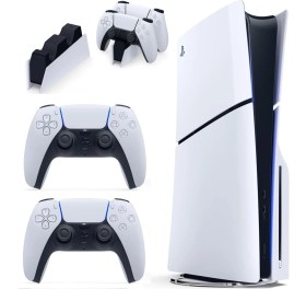 Resim Sony Playstation 5 (Tr Resmi Bilkom Garantili) Slim Standart CD Edition 1tb SSD Oyun Konsolu + 2 Dualsense Kablosuz Ps5 Kol + Dualsense Şarj Istasyonu 