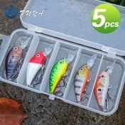 Resim 5'li TUYA Minnow Balıkçılık Yem Seti, Canlı Renklerde 3D Baskılı, Gerçekçi Balık Tasarımı ve Üçlü Kanca ile Dayanıklı ABS Plastik - Tatlısu ve Tuzlu Su Balıkçılığı için Vazgeçilmez, Balıkçılık Ekipmanı 