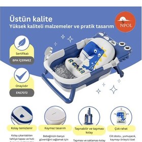 Resim Yıkama Yastıklı Yeni Doğan Küveti - Termometreli, Tam Katlanır, Avrupa Sertifikalı Bebek Küveti 