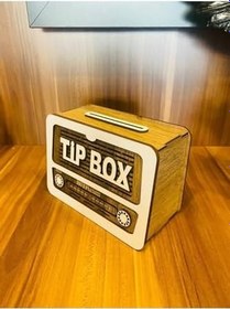 Resim Tip Box Bahşiş Kutusu Kumbara, Ahşap Nostaljik Radyo Görünümlü, Otel Restoran Cafe Spa, 17 cm Genişlik, 2 Adet 
