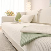 Resim 1 adet Serin Dokulu Koltuk Örtüsü - Modern Kuzey Stili Buzlu İpek Kumaş, Dayanıklı ve Makine Yıkanabilir, 1-4 Kişilik ve Bölümlü Koltuklar İçin Uygun, Yağmur Yeşili ve Beyaz Ev Dekoru, Oturma Odası ve Yatak Odası İçin Bölümlü Koltuk Örtüsü, Çağdaş Mobilya, Pürüzsüz Dokusu 