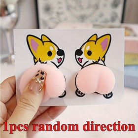 Resim 1 adet Sevimli Köpek Kalça Tampon Etiketi - Telefonlar, Buzdolabı, Araba, Tablet, Laptop için Kaymaz Çizilmez ve Darbe Koruması - Yumuşak Pastel Pembe & Sarı Çizgi Film Tasarımı 