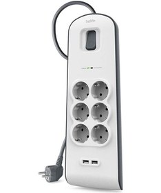 Resim Belkin Akım Korumalı Uzatma Priz 6lı 2m 2x2.4a Usb Girişi 