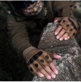 Resim Açık Taktik Eldiven Motosiklet Yarı Parmak Askeri 
