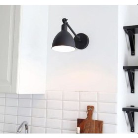 Resim Rsylight Retro Metal Mafsallı Dekoratif Rustik Aplik Siyah 