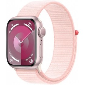 Resim Apple Watch Series 9 GPS 41mm Pembe Alüminyum Kasa ve Uçuk Pembe Spor Kordon Akıllı Saat 