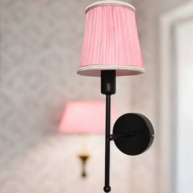 Resim BSA LIGHTING POLEN TEKLİ SİYAH BOYALI ÇOCUK ODASI APLİK (YELPAZE PEMBE KONİK ABAJURLU) 