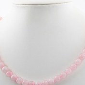 Resim Pembe Kuvars (Gül Kuvars) 8 mm Dizi Doğal Taş Kolye 