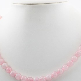 Resim Pembe Kuvars (Gül Kuvars) 8 mm Dizi Doğal Taş Kolye 