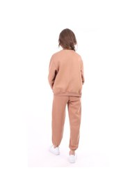 Resim Toontoy Kız Çocuk Kahverengi Dik Yaka Fermuarlı Düşük Omuz Örme Hırka - 2 İplik Şardonlu Kahverengi 