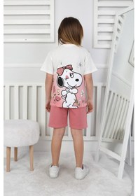 Resim Belle Baskı Kız Çocuk Şortlu Takım-90343 Pembe 