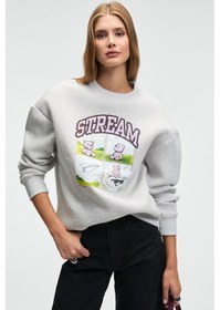 Resim PROGRISTO Kadın Puff Baskı Detaylı Regular Fit Grimelanj Sweatshirt 