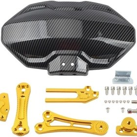 Resim Dream011 Altın Renk Ayarlanabilir Karbon Desenli Uzatma Kitli Off-road Motor Skuter Çamurluk Koruyucu 