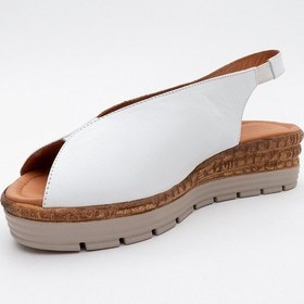 Resim Luvi Shoes Blom Beyaz Hakiki Deri Kadın Dolgu Topuk Sandalet Beyaz 