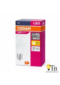 Resim Osram Led Value Classic A60 8.5w 60w E27 2700k Warm White 806 Lm Ampul 1 