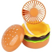 Resim Mkjınmeı Hamburger Masaüstü Vantilatör, Usb Şarj Edilebilir Mini Vantilatör 1857 Sarı 