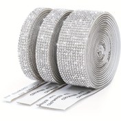 Resim 1 adet Kendinden Yapışkanlı Kristal Taşlı Elmas Kurdele - Sanat, El İşleri, Telefon ve Araba Süslemeleri için DIY 2mm Gümüş Cam Boncuklar, Stickerlar, Rulolar 