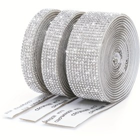 Resim 1 adet Kendinden Yapışkanlı Kristal Taşlı Elmas Kurdele - Sanat, El İşleri, Telefon ve Araba Süslemeleri için DIY 2mm Gümüş Cam Boncuklar, Stickerlar, Rulolar 