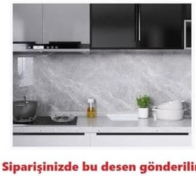 Resim Doori Gri mermer desen yapışkanlı pvc duvar kaplama mutfak banyo sticker 30 * 60cm (6 adet) 1,08mt2 