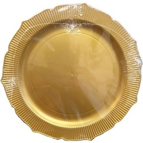 Resim Omeyva Davet Parti Sunum Doğum Günü Altın Renkli Sert Plastik Mika Tabak - 22 Cm. -6 Adetlik 3 Paket Altın 