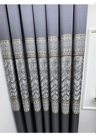 Resim Nivemeshome Avşa Desen:632349 2504 Antrasit 1/3 Sık Pile Fon Perde Apm Antrasit 