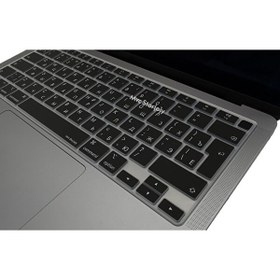 Resim MacBook Air M1 13" A2179 A2337 Uyumlu Rusça Siyah Klavye Kılıfı 