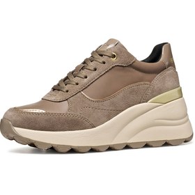 Resim Geox Kadın Vizon D Spherıca Ec13 A - Nappa+Sued Bağcıklı Dolgu Topuklu Deri Spor Sneaker D45WAA08522 