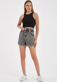 Resim Asfa Moda Kadın Siyah Fitilli Kolsuz Crop Top 2014 