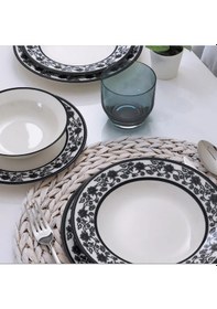 Resim Güral Porselen Yonca 24 Parça Yemek Takımı Koyu Siyah 8322 