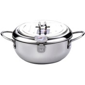 Resim Moveevo 20cm Paslanmaz Çelik Isı Kontrollü Derin Kızartma Tenceresı, Termometreli, Gaz Ve Elektrik Ocakları Uyumlu, 2.2l, Gümüş Renk 