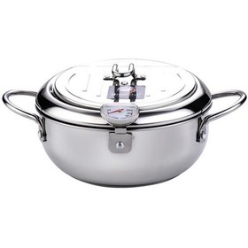 Resim Moveevo 20cm Paslanmaz Çelik Isı Kontrollü Derin Kızartma Tenceresı, Termometreli, Gaz Ve Elektrik Ocakları Uyumlu, 2.2l, Gümüş Renk 