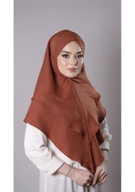 Resim Hürrem Bone Taba Pratik Hazır Geçmeli Tesettür Eşarp Pamuk Caz Kumaş Çift Katlı Çapraz Hijab 2304 33 
