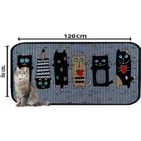 Resim Desenli Kedi Kumu Paspası 60 x 120 cm 