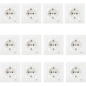 Resim VİKO Beyaz Kare 12'li Topraklı Çerçeveli Priz 