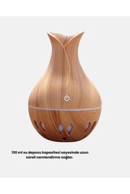 Resim shopwave Ahşap Desenli Aromaterapi Difüzör 130 ml Ultrasonik ve 7 Renk LED Işıklı 