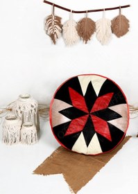 Resim Ottoman Pouffe İskandinav El Yapımı Hakiki Kuzu Derisi Bohem Bahçe Balkon Bungalov Puf Minder 60x30cm(DOLGULU) 