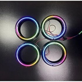 Resim Piksel Neon Ledli 20CM Peteksiz Hoparlör Midrange Çemberi 4kapak+Modül Kolay Montaj Jack Soketli 